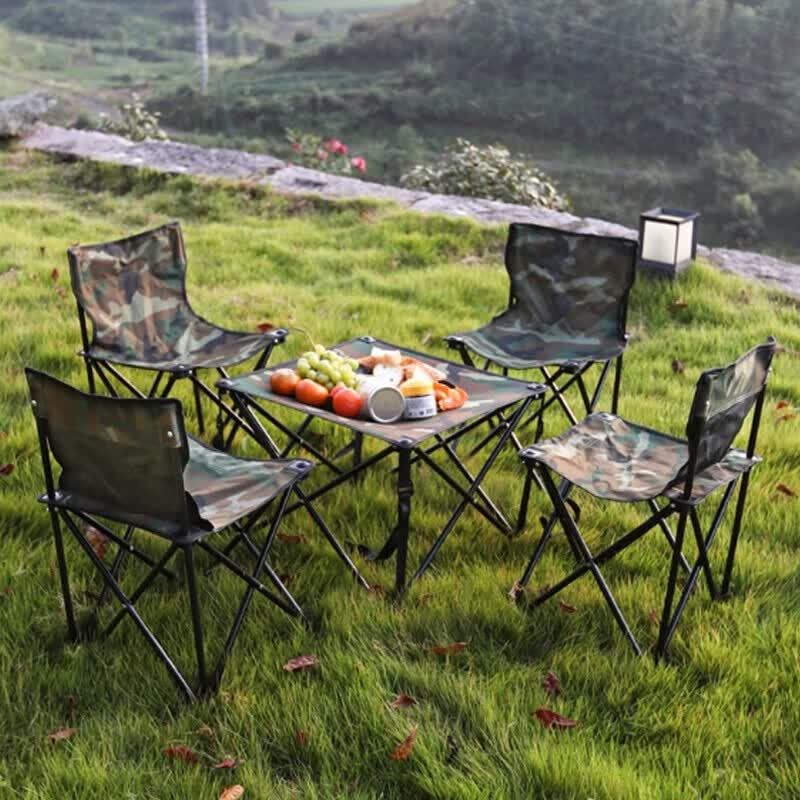 Makizaza Outdoor Folding Camping Table and Chair Set (5-Piece)