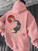 Felpa Sportiva Hip Hop alla Moda per Bambini, artwork di carpa orientale, silhouette rilassata per l'uso quotidiano di ragazzi e ragazze.