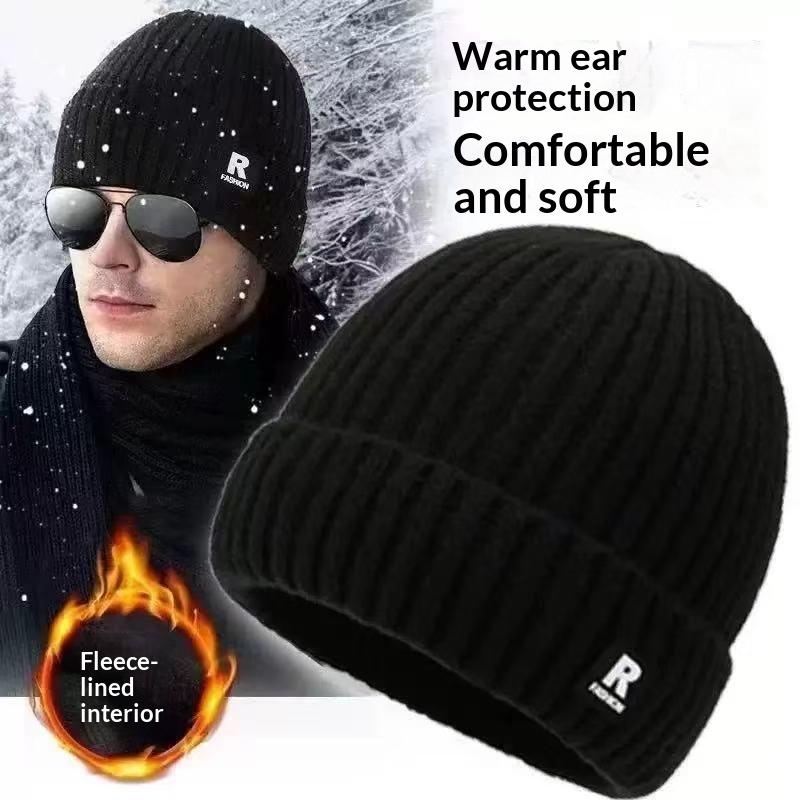 Outdoor Ski Hat Winter Thick Beanie Hat With Fleece Lined For Men Women Winter Solid Knitted Wool Skull Cap For Outdoor Use