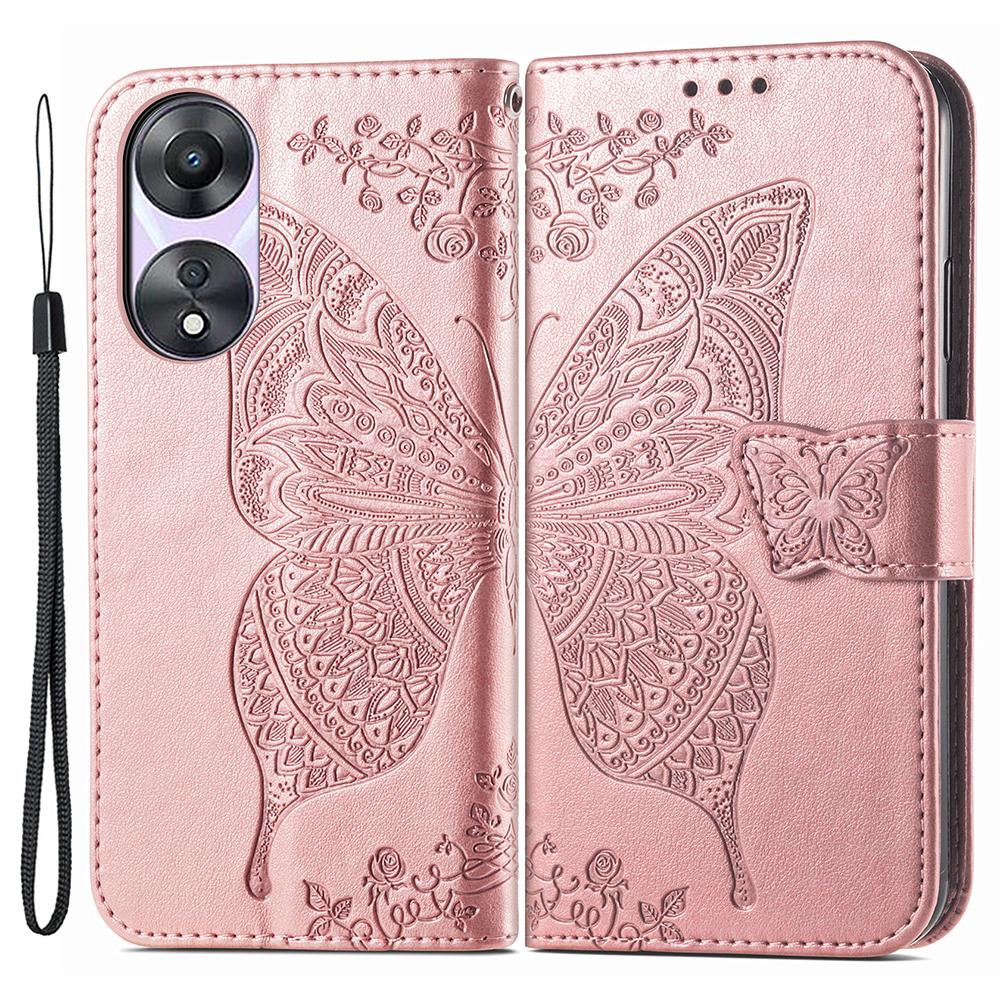 For Oppo A78 4G Wallet Case Imprinted Butterfly Leather Phone Cover Folding Stand
