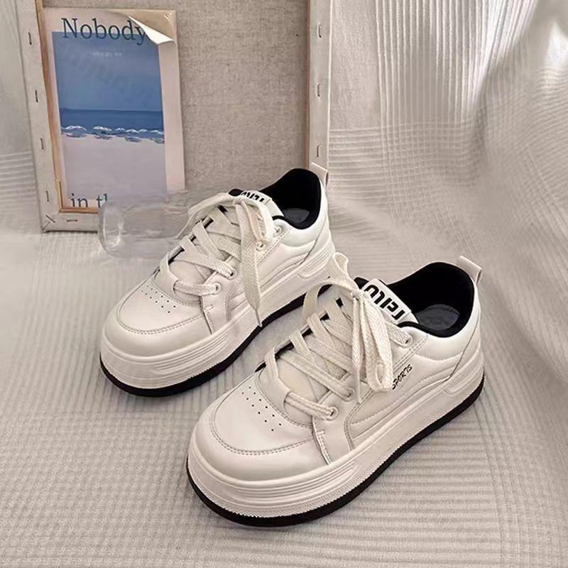 Fashion Women Platform Sneakers Spring Autumn Breathable Height Increase Outdoor Non Slip Casual Shoes Comfortable Lace Up Fashion Flats