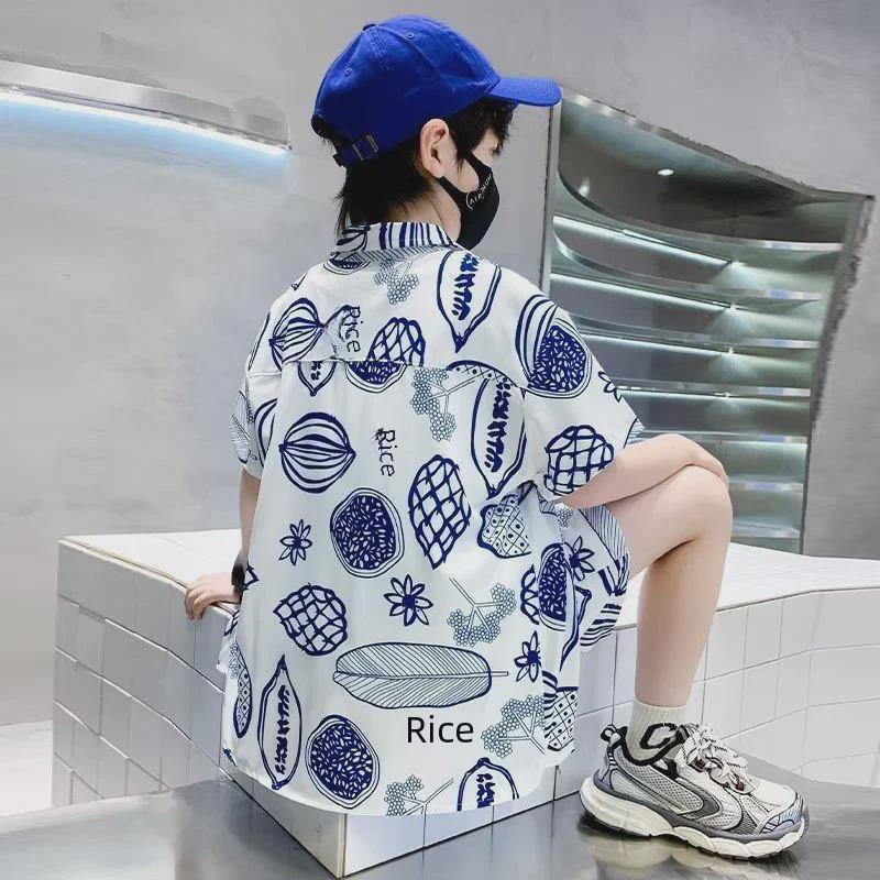 Boys' Summer 2023 Stylish Short-Sleeve Shirt and Suit Set - Trendy Cool Children's Clothing