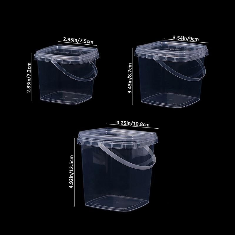 1ks 280Ml/500Ml/1L Prázdný plastový kbelík s víčkem Vzduchotěsné zavařovací sklenice Pp Průhledná nádoba pro skladování potravin ve velkém Kbelíky na nápoje