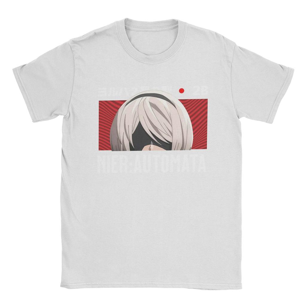 Herren Nier Automata 2B Peeker T-Shirt Anime 100% Baumwollkleidung Neuheit Kurzarm O-Ausschnitt T-Shirts Original T-Shirt