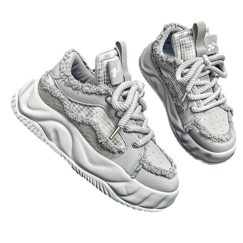 2024 Neueste Luxus Klassische Mesh Atmungsaktive Laufschuhe Frühling und Herbst Herren Dicke Sohle Schnürung Freizeit Board Schuhe Sneaker