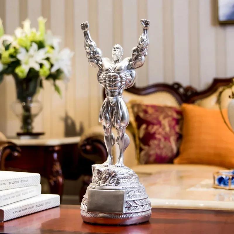Fitness Muscle Man Sets Up Bodybuilding Sports Competition Trophies Boxing Figures Statues Sculptures Gym Decorations Gift