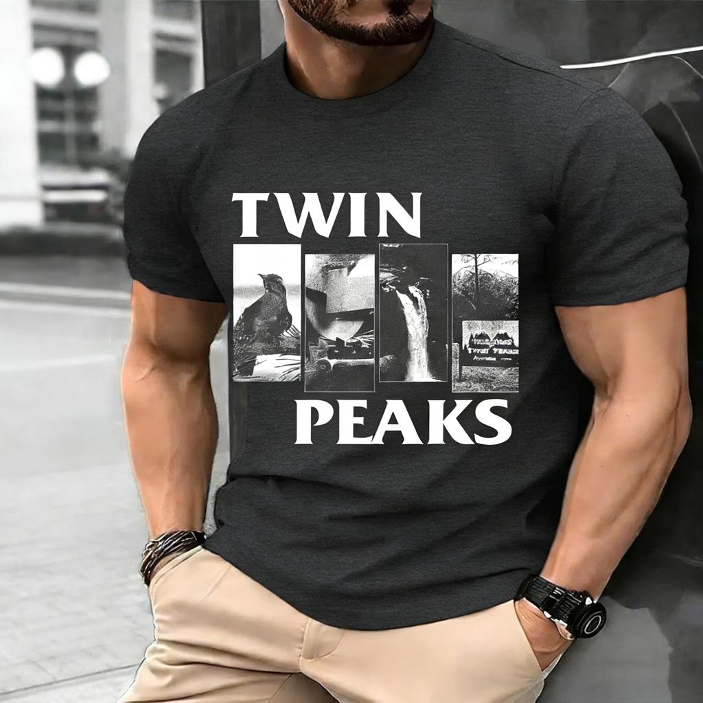 Remake Twin Peaks Basic Charcoal T Shirt Retro Style Classic Tee S4XL Graphic Short Sleeve Shirt Unisex Men Women Summer Tops