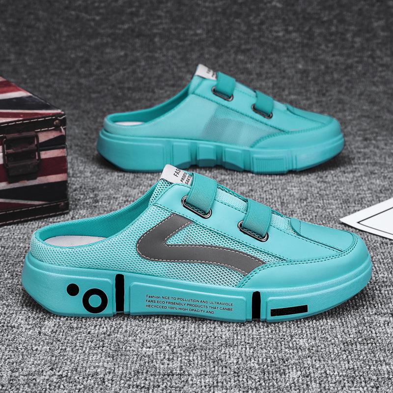 

Мужская обувь из парусины 2025 года, лето, новые, дышащие, сетчатые, повседневные, универсальные, легкие, с мягкой подошвой, мужские тапочки-мешки 45 синий