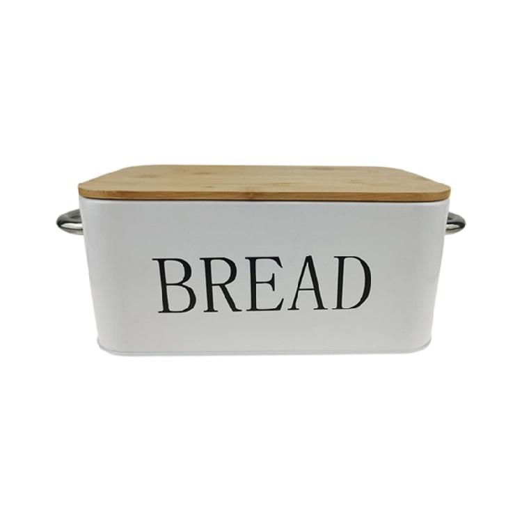 Artistic Bread Preservation Boxes Elegant Countertop Bread Storage Solution Ventilated Metal Case with Bamboos Lid