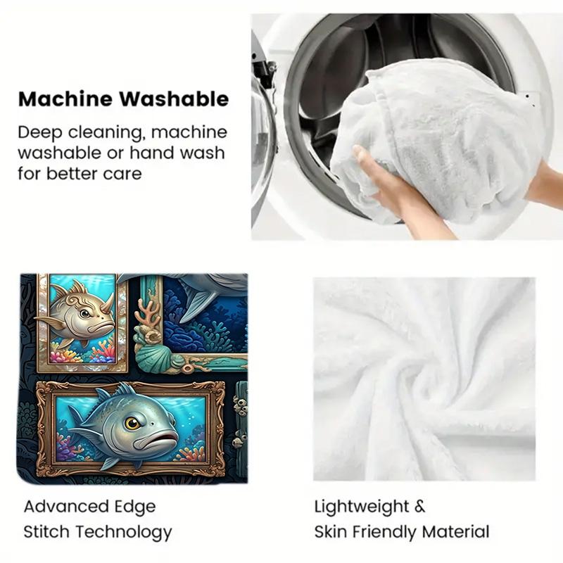 Ocean Fish Collection 2D Flat Pattern Flannel Blanket, High quality All Seasons, Home Decor, Warmth and Comfort, Perfect for Christmas Gifts.