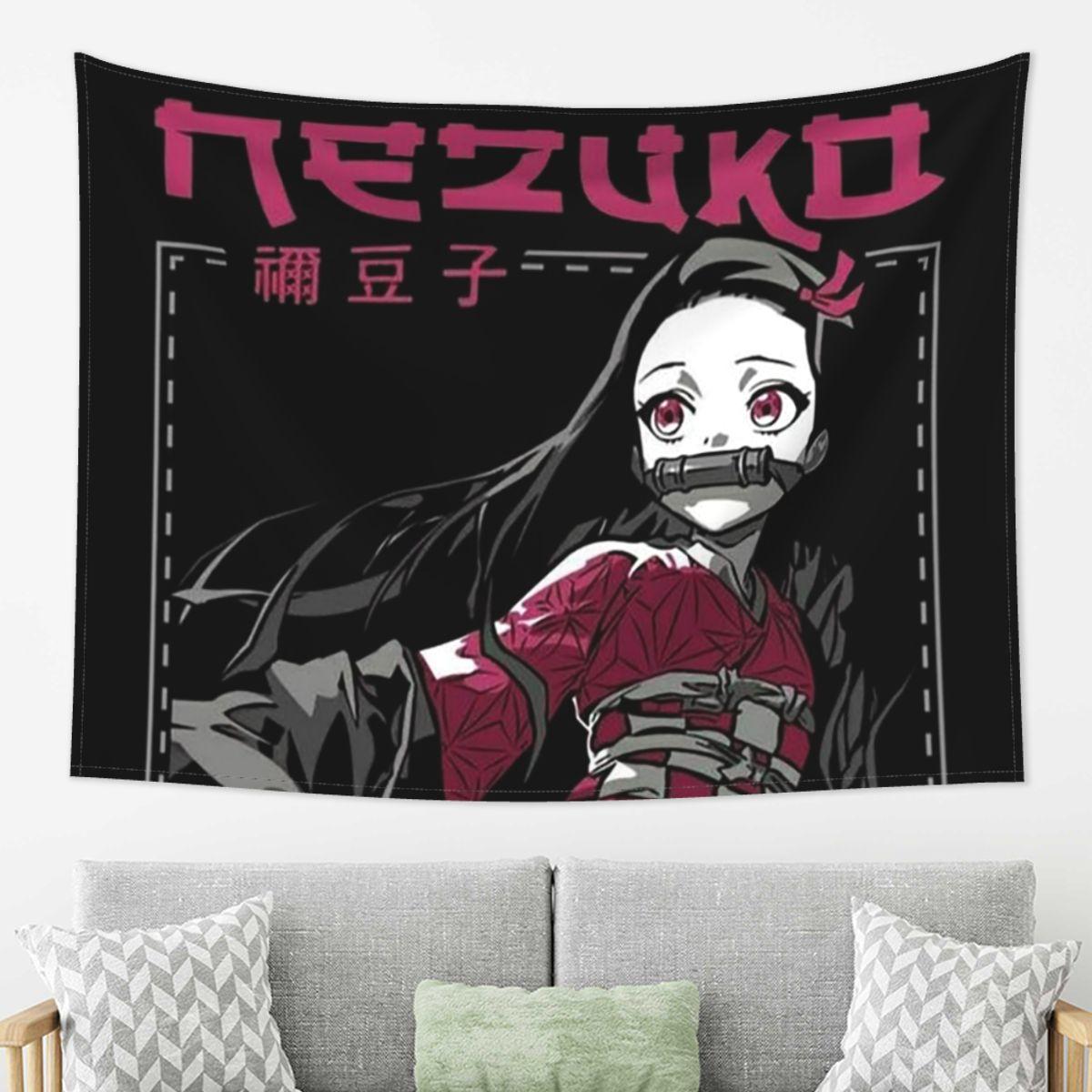 

Nezuko Kimono Demon Slayer Kimetsu No Yaiba Anime Tapestry Wall Hanging Aesthetic Home Decor Tapestries for Dorm Room 74x94cm(29x37in)