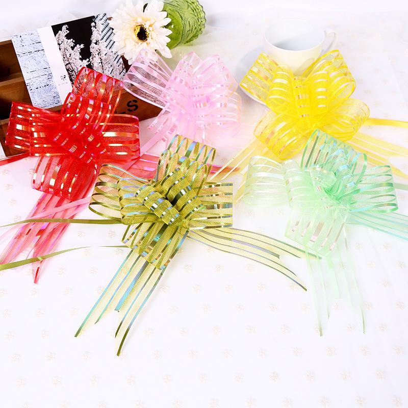 10pcs Christmas Tree Ribbons Gift Wrap Ribbon Bowknots Pull Bow Wrappers Navidad Decoration For Home Wedding Car Decor Craft Bow