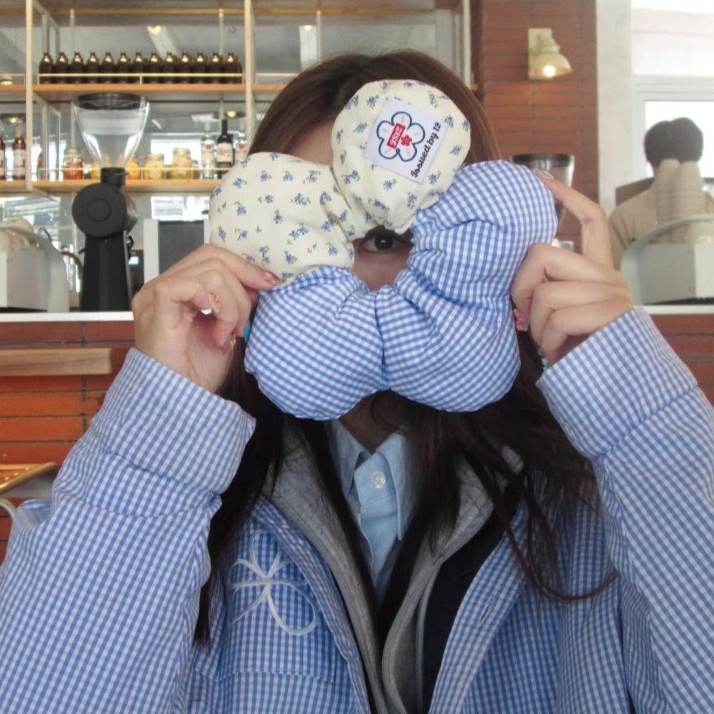 

Cloth Exaggerated Hair Ring Lattice Oversized Hair Tie Fashion Flower Hair Scrunchies Daily синий