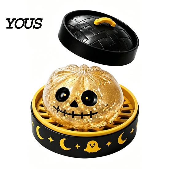 Soft Squishy Halloween Decorations Decompression Toy, with Glitter Dumpling Pumpkin/Eyeball/Ghost Shape, Toys Stress Relief Sensory Fidget for Holiday