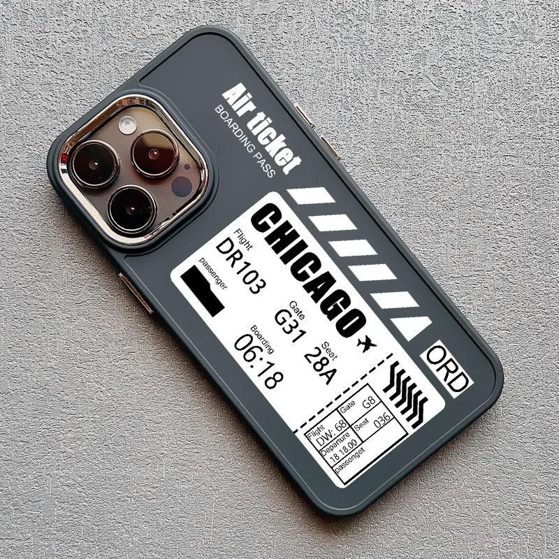 Hot Air Ticket Travel New York London Paris Label Phone Case for iPhone X XS XR 11 12 13 14 15 Pro Max 7 8 Plus Black Soft Cover