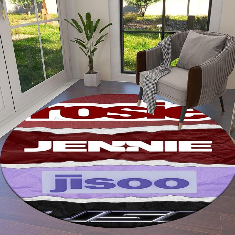Blackpink Round Area Rug,Carpet Rug for Living Room Bedroom Sofa Playroom Decor,Non-slip Floor Mat