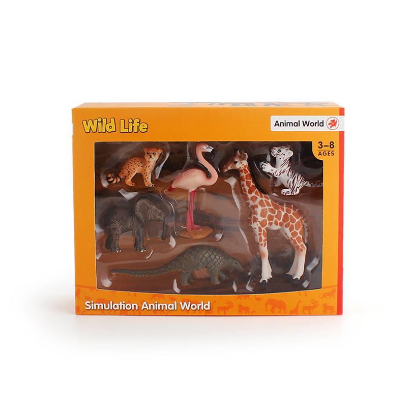 Childrens Wild Animal Pvc Model Set With Giraffe Tiger Elephant Flamingo For Educational Play