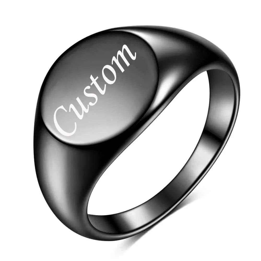 Customized Women Signet Ring Name Letter Pattern Logo Stainless Steel Rings Punk Candid Fashion Jewelry Male Wedding Accessories