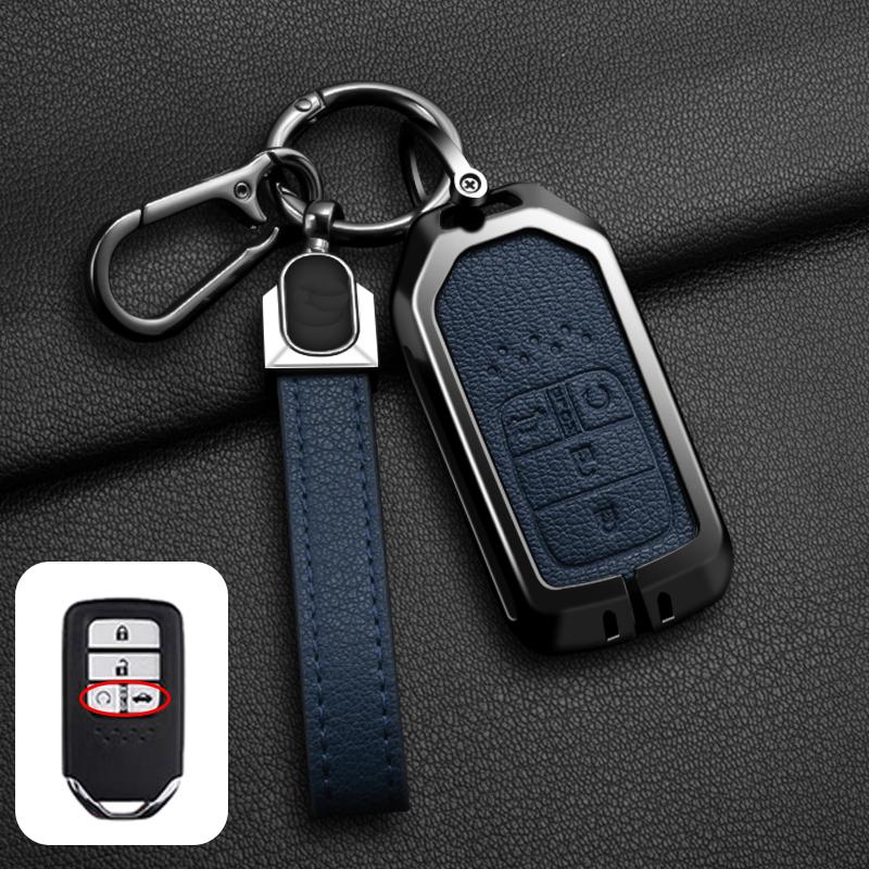 Carcasă Capac Cheie Mașină din Aliaj de Zinc și Piele pentru Honda Civic CRV HRV Accord Pilot Fit Freed Vezel Odyssey 2018 - 2022 Accesorii