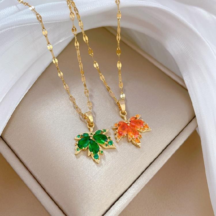 Contemporary Maple Leaf Pendant Necklace for Women Combining Nature's Charm With Modern Fashion Statement Pieces