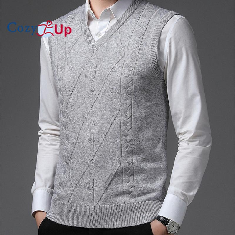Cozy Up Men's V Neck Sweater Vest Cable Knitted Pullover Sweaters Vest