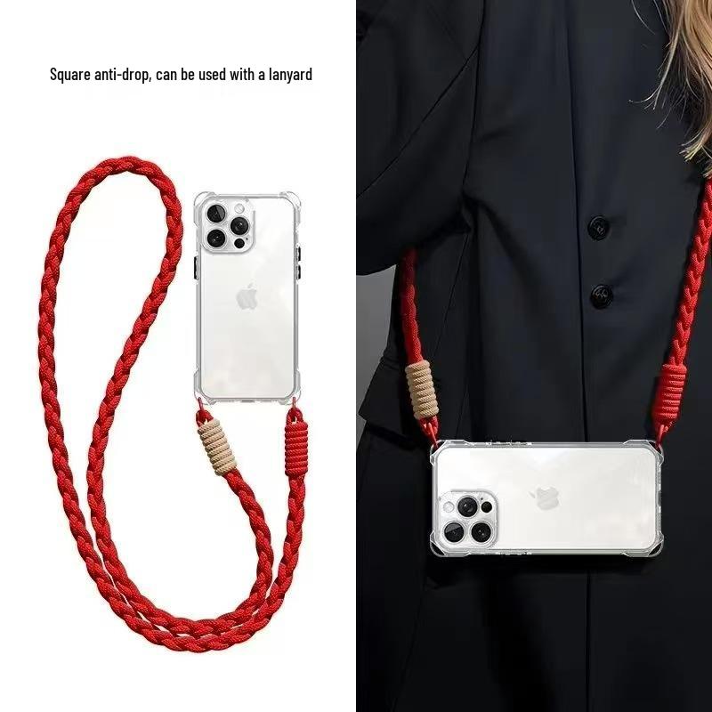 Transparente quadratische Lanyard-Hülle für Apple iPhone 11/13/14/15/16/XR/XS - Vollständige Abdeckung