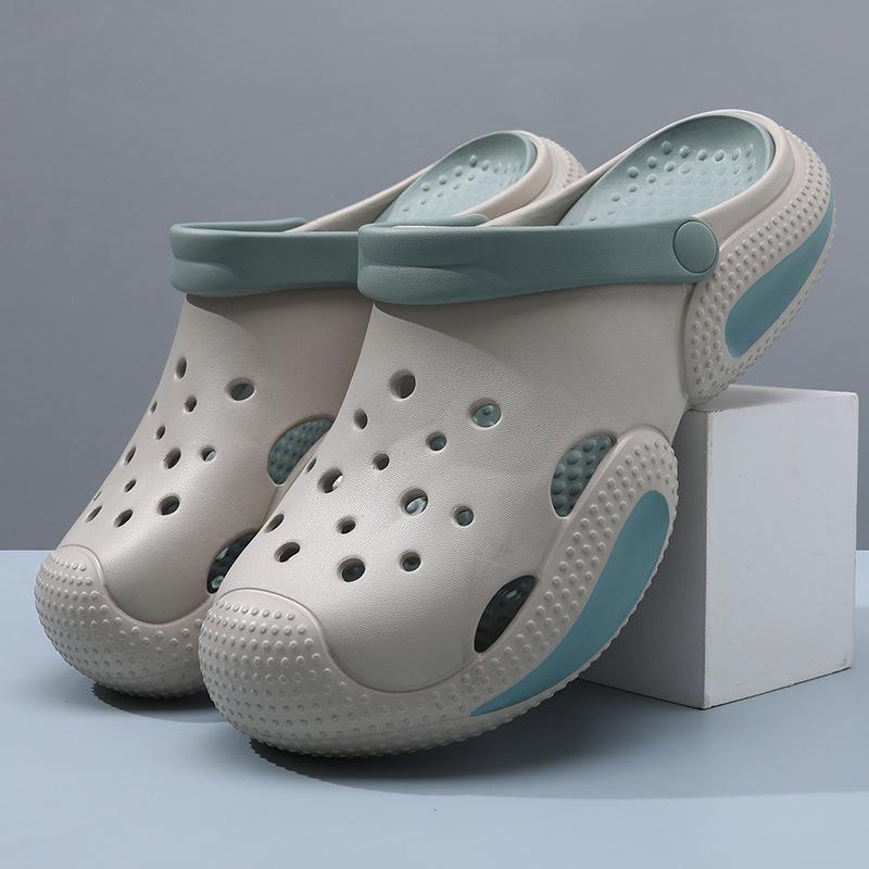 Men's hole shoes are breathable and non-smelly, and the thick-soled non-slip bag head cool slippers are worn outside summer beach slippers.