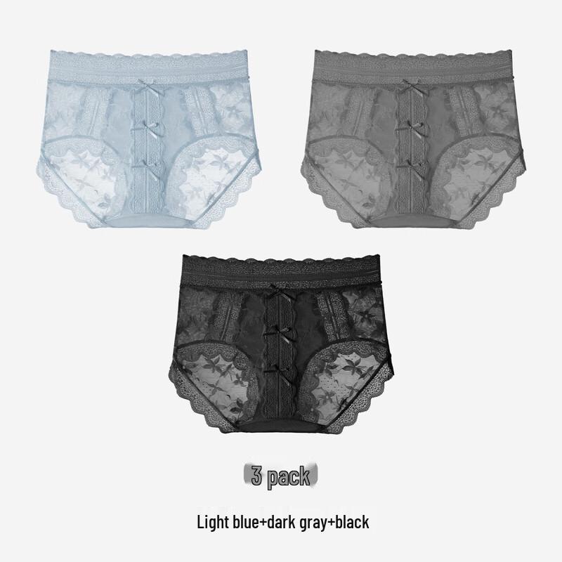 Женские кружевные трусы-слипы со средней посадкой, дышащие (3-Pack) M