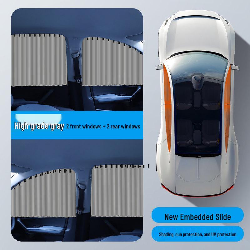 Car Sunshade Privacy Blackout Curtains for Small Vehicles with Mosquito Net
