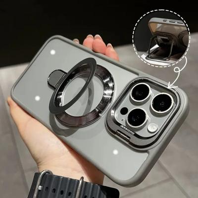 With Two Metal Rings Stand Case For iPhone 15 14 13 12 11 16 Pro Max 15 Plus Case for Magsafe  Magnetic Wireless Charging Cover