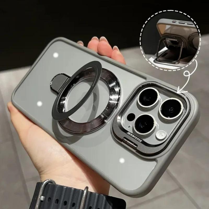 With Two Metal Rings Stand Case For iPhone 15 14 13 12 11 16 Pro Max 15 Plus Case for Magsafe Magnetic Wireless Charging Cover