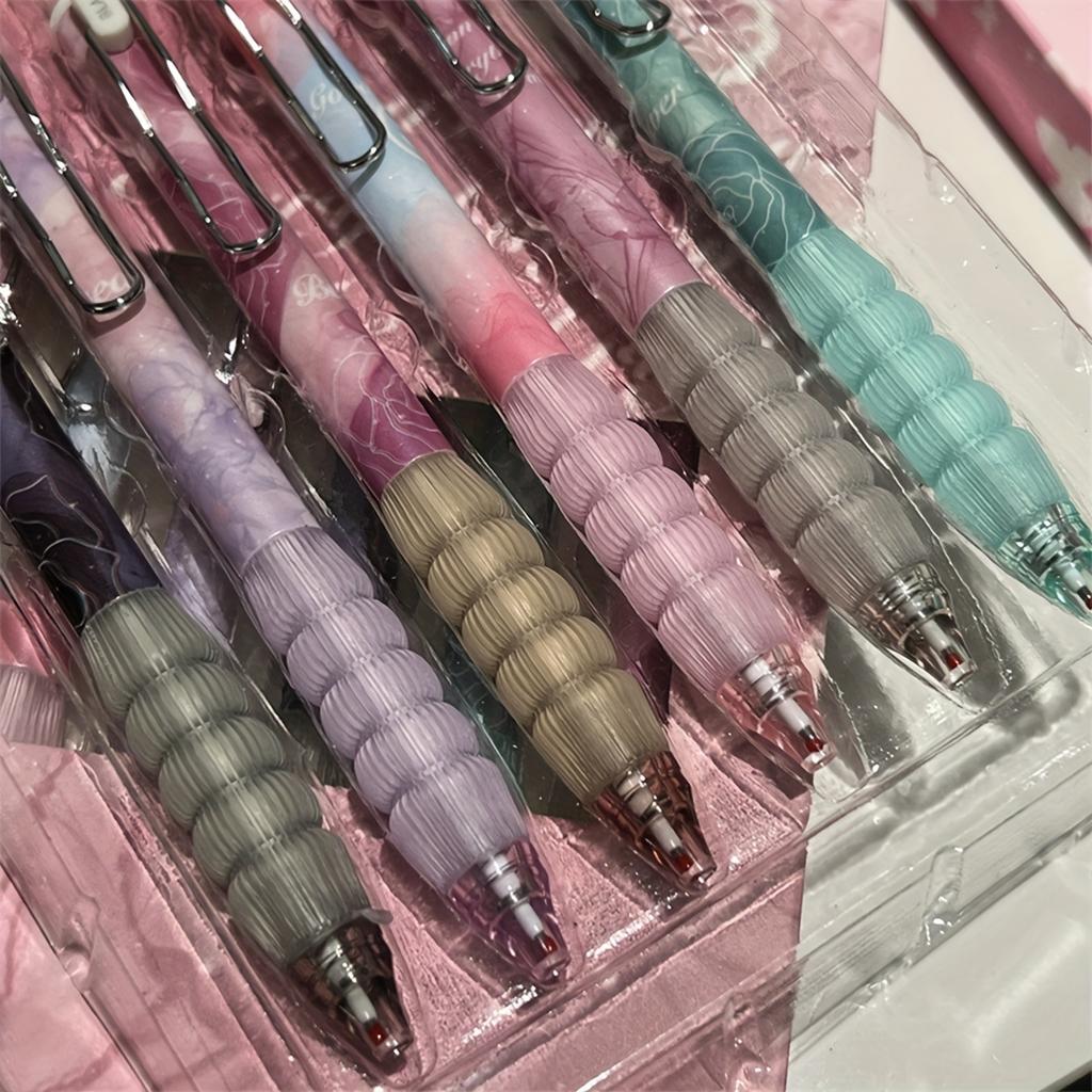 Superweicher Griff 6er Pack Gelstifte - 0,5mm Schwarze Tinte Ausziehbarer Kugelschreiber im Schmetterlings-Geschenkbox-Stil für Männer Frauen - Bürostifte für den Muttertag
