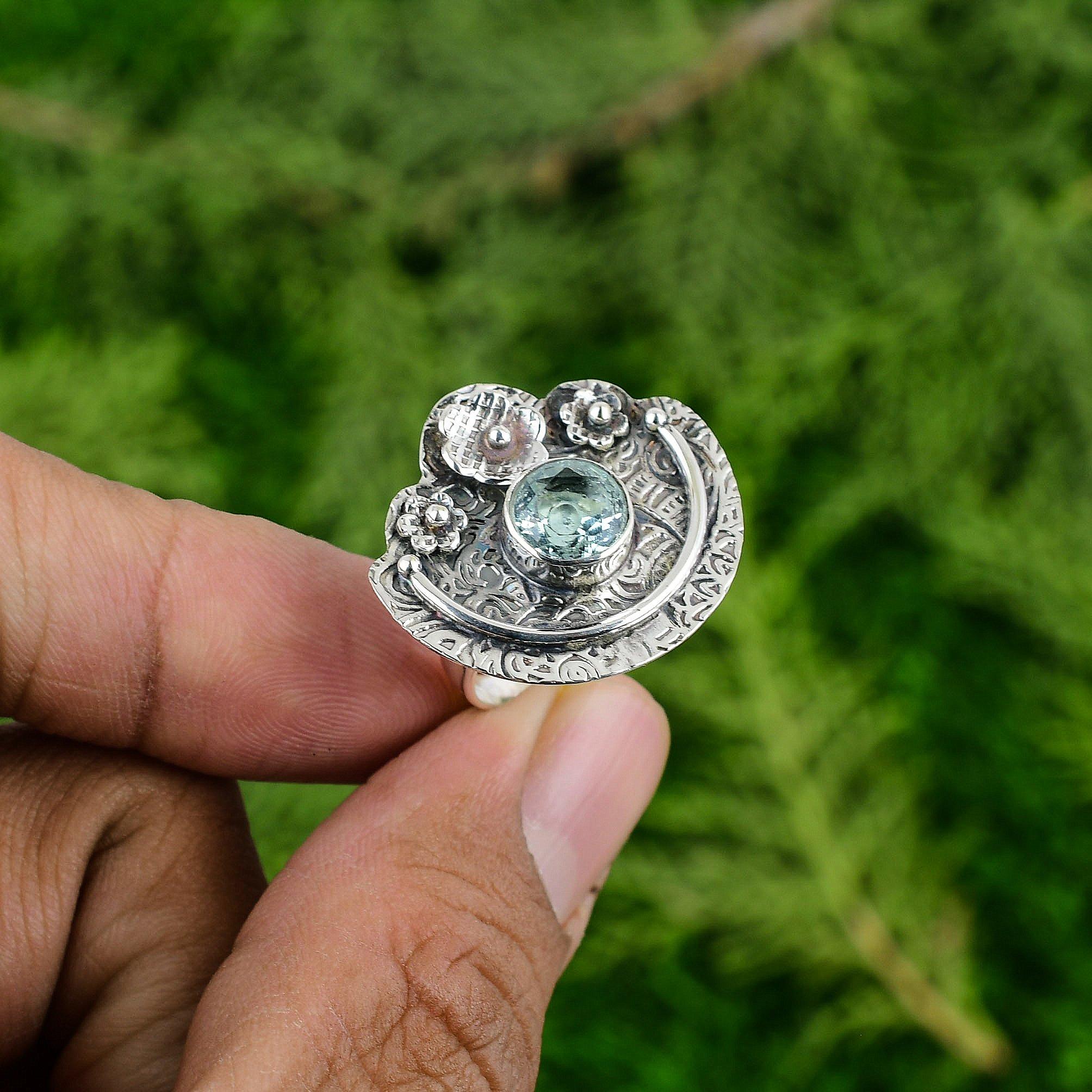 

Натуральный швейцарский голубой топаз, штабелируемое кольцо-цветок, регулируемое, серебро 925 пробы, для девочек Adjustable