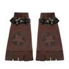Brown Star Pattern Leg Warmers with Adjustable Leather Buckle Strap for Women Punk Flared Leg Covers Footless Socks  Brown
