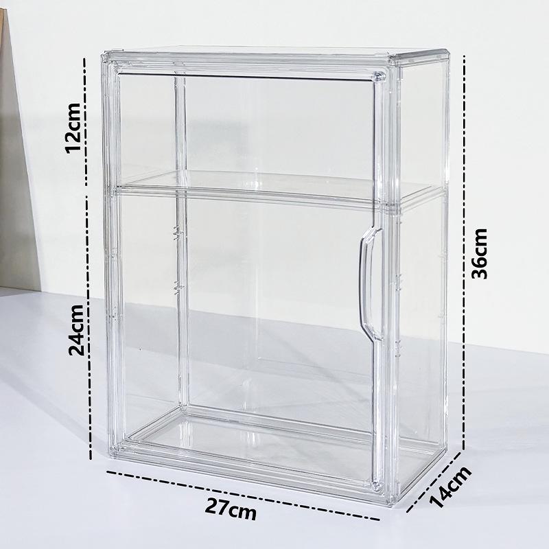 Clear Acrylic Multi-Layer Desktop Storage Display Case with Dustproof Protection for Figures and Badges