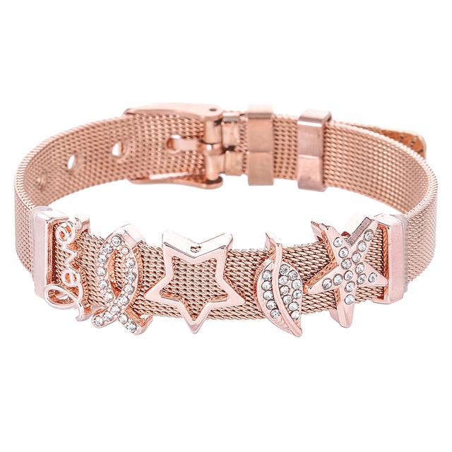 Fashion Stainless Steel Mesh Bracelets For Women Girls Original Charm Watch Belt Bracelet Angel Beads Bangle Gift
