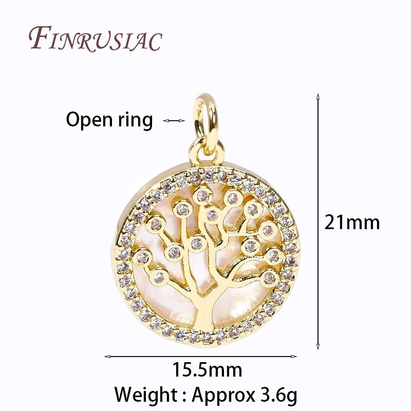Fashion 18K Gold Plated Inlay Shell Heart Charms Christmas Tree Pendants for Jewelry Making Supplies DIY Necklace Accessories