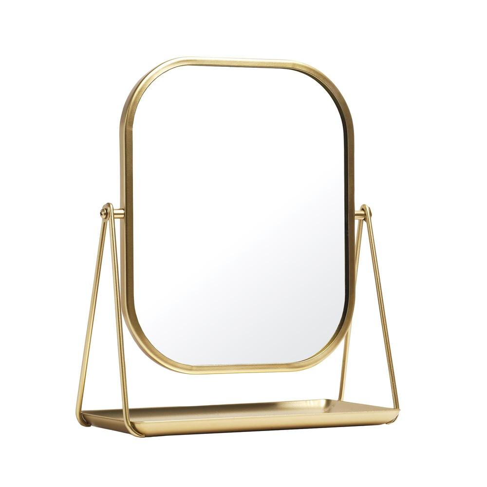 

Modern Gold Tabletop Mirror Durable Vanity Easel Mirror Adjustable Tilt Perfect Makeup Grooming Home Decor Chic Accent United States