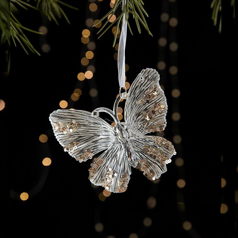 Cross-border Christmas Decorations Sequins Acrylic Pendant Transparent Snow Pendant Christmas Tree Scene Layout Props
