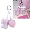 Plush Strawberry Bowknot Charm Keychains Sweet Lovely Pendant Hangings Ornament Keyring Backpack Decoration for Women