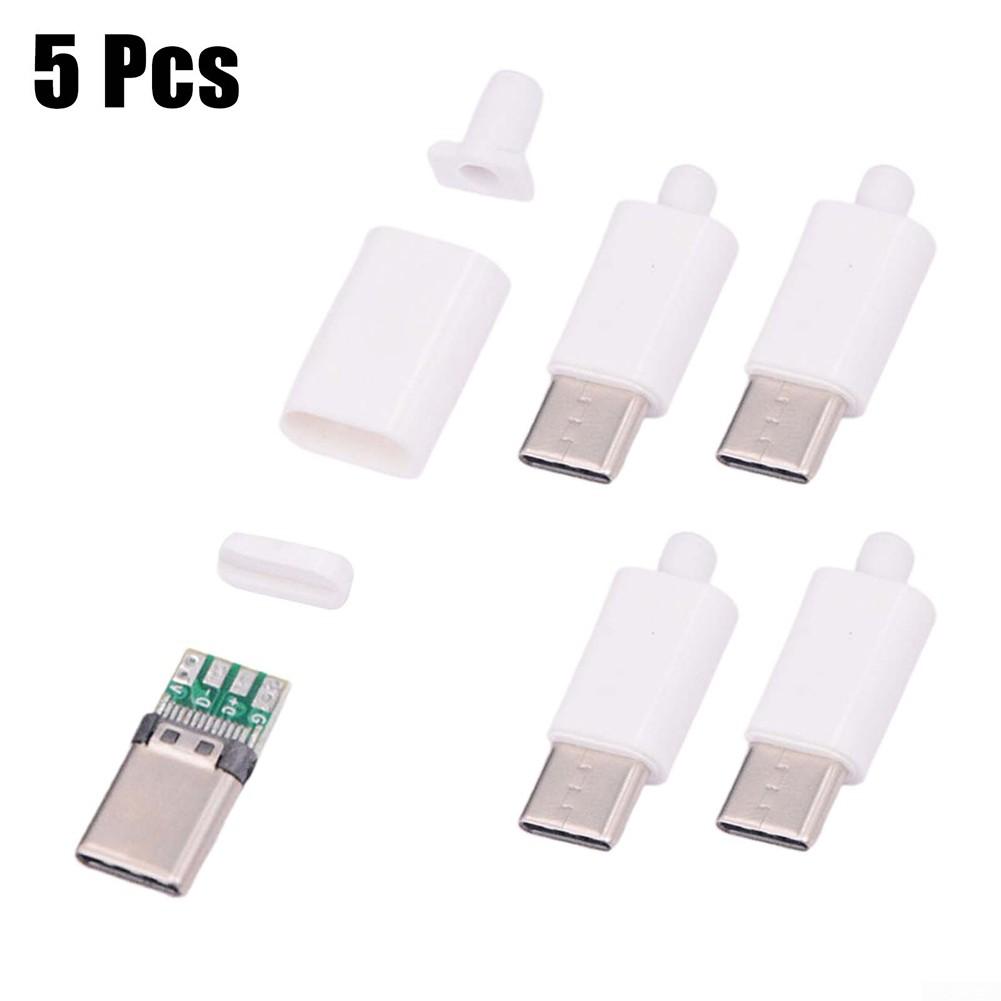 Secure Connection USB3 1 Type C Male Connector with Black/White Shell 5pcs