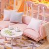 CUTRROOM DIY Miniature Wooden Dollhouse Kit 1:24 Scale with Furniture, Music Box, Dust Cover, LED Light