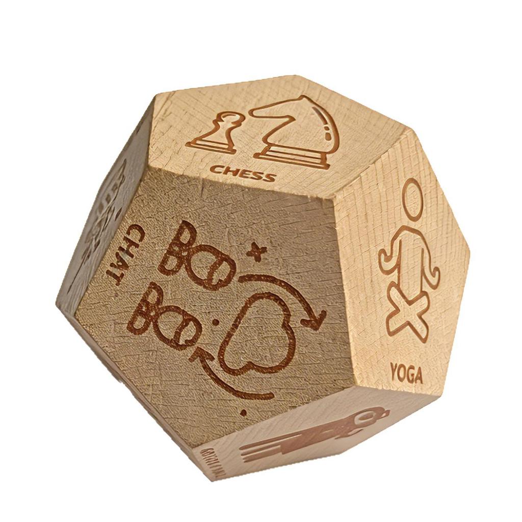 Cross-Border Twelve-Sided Wooden Dice Set: Laser Engraved Fun Bar Drinking Game Dice for Couples