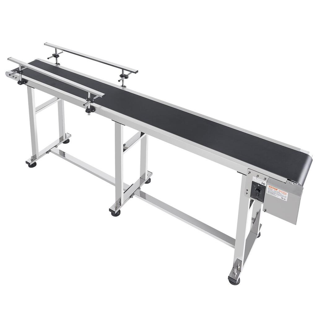 Belt Conveyor, 71 X 7.8 Inch Conveyor Table, Heavy Duty Stainless Steel Motorized Belt Conveyor for Inkjet Coding Applications Powered PVC Belt