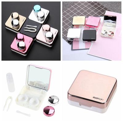 Hot Sale Mini Reflective Contact Lens Box Soaking Storage Mirror Lens Case ABS Plastic