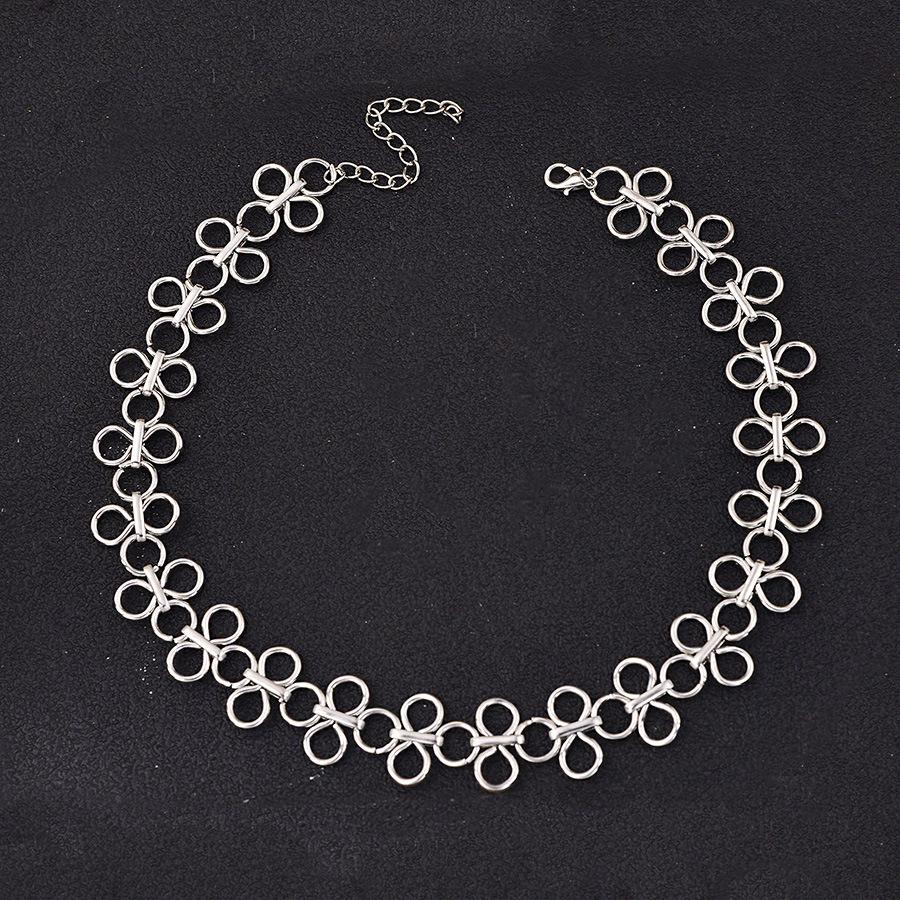 

Minimalism Personality Sliver Color Geometry Hollowed-out Four-leaf Clover Choker Necklace for Women Men Clavicle Chain Jewelry