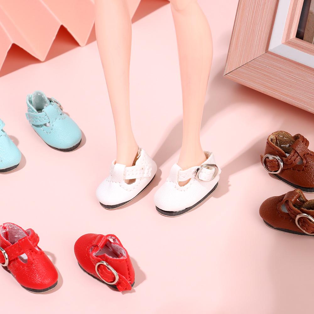 1Pair Doll Shoes For 1/6 Blythes Doll And Suitable For 1/8 Bjd Mini Lovely Pu Leather Sandals Toy Shoes Dollaccessories