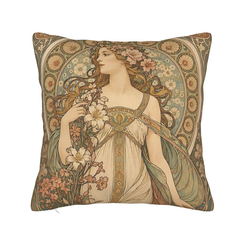 Alphonse Mucha (  )  Pillowcase Polyester Cushion Cover Decorations  Throw Pillow Case Cover Chair Zippered Xcm