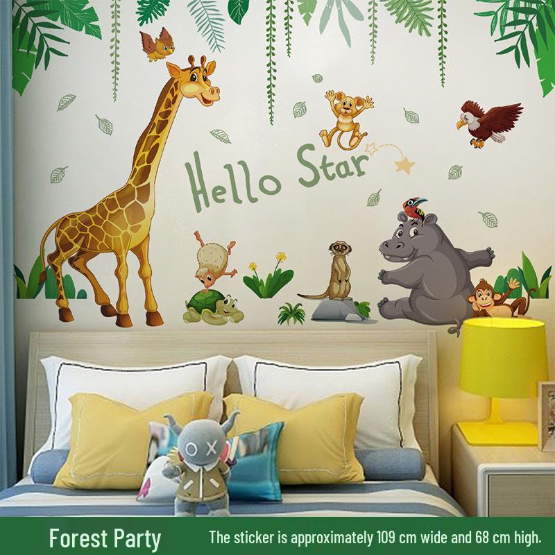 Removable Cartoon Animal Wall Stickers for Kids' Rooms – Perfect for Bedrooms, Living Rooms, Party Decorations, Doors, and Windows.