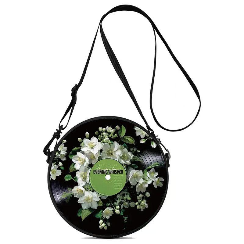 Women'S Personalized Vinyl Record Cosmetic Bag Shoulder Bag Backpack Storage Bag Polyester Travel Storage Bag